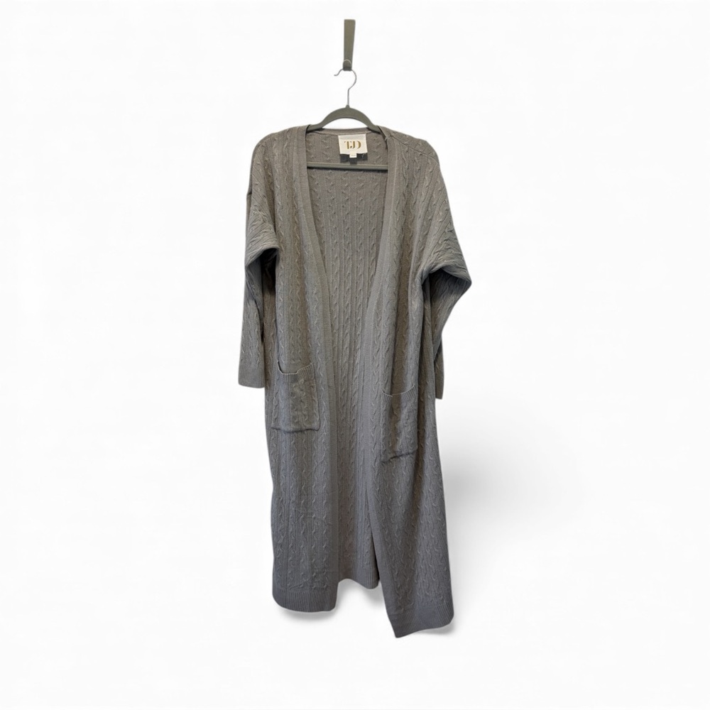 TJD Long Lightweight Long Open Cable Knit Cardigan Size 1X‎